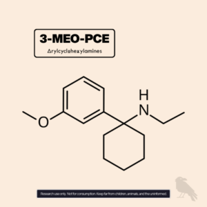 3-MeO-PCE Molecule – arylcyclohexylamine powder structure EU